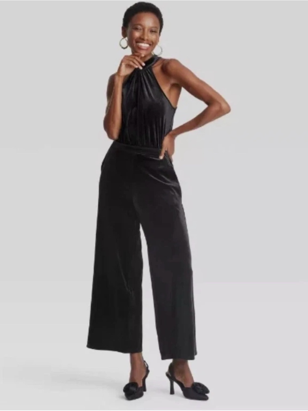 A New Day Women's Velvet Halter Jumpsuit